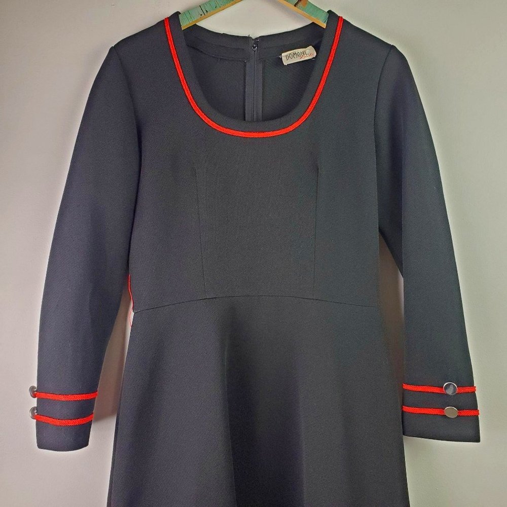 Vintage 1970s Domani Knits Retro A-Line Dress Sz 1 - Picture 3 of 15